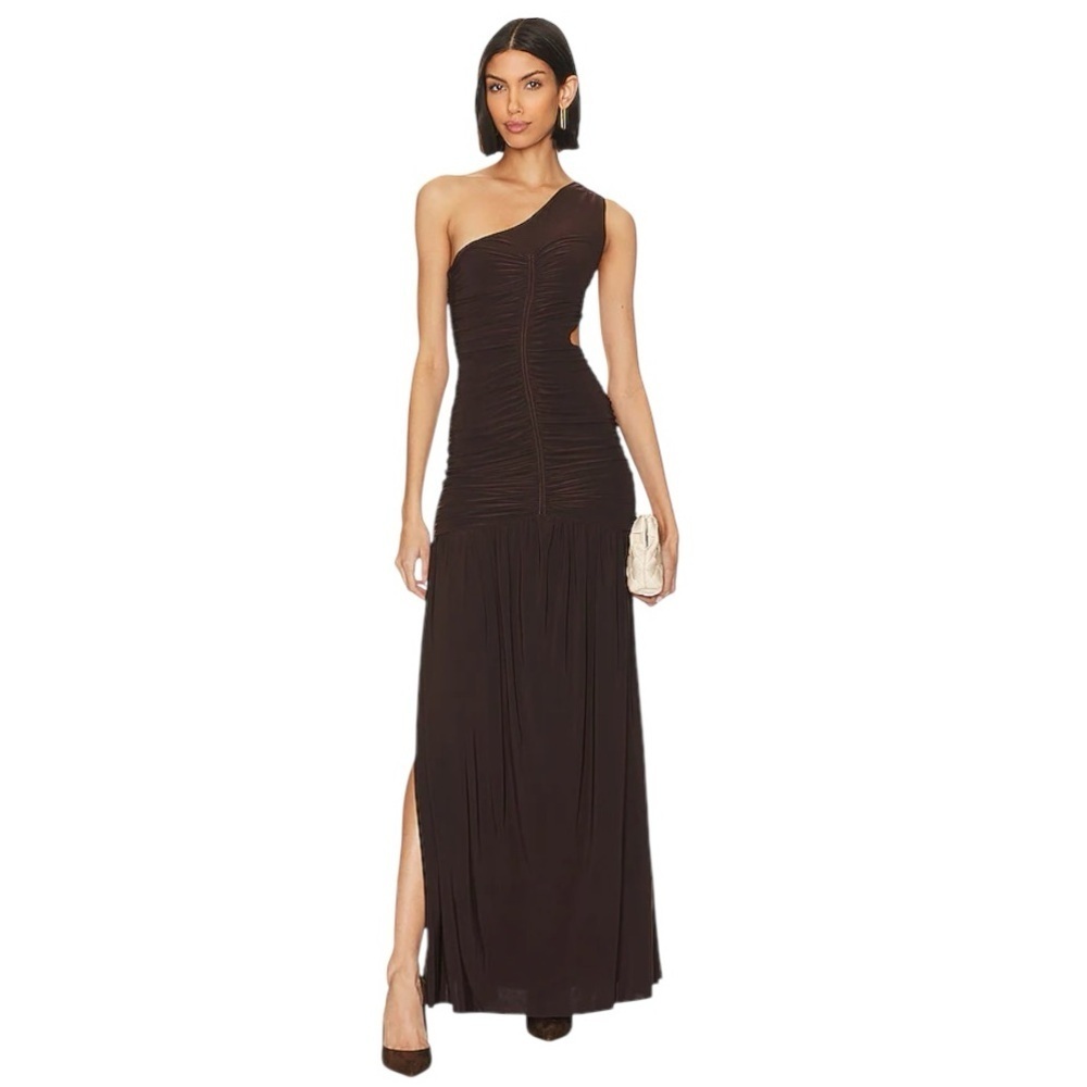 MISA Los Angeles Samsara One-Shoulder
Ruched Cutout Maxi Dress Size Small NWT